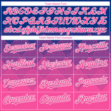 Load image into Gallery viewer, Custom Royal Pink-White Gradient Square Shape 3D Pattern Design Bomber Full-Snap Varsity Letterman Hoodie Jacket