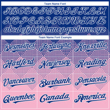 Load image into Gallery viewer, Custom Royal Light Pink-White Gradient Square Shape 3D Pattern Design Bomber Full-Snap Varsity Letterman Hoodie Jacket