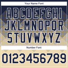 Load image into Gallery viewer, Custom Navy Cream-White Gradient Square Shape 3D Pattern Design Bomber Full-Snap Varsity Letterman Hoodie Jacket