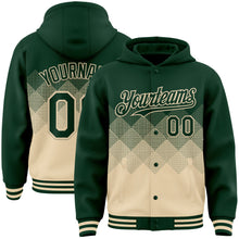 Load image into Gallery viewer, Custom Green Cream Gradient Square Shape 3D Pattern Design Bomber Full-Snap Varsity Letterman Hoodie Jacket