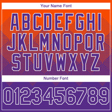 Load image into Gallery viewer, Custom Orange Purple-White Gradient Square Shape 3D Pattern Design Bomber Full-Snap Varsity Letterman Hoodie Jacket