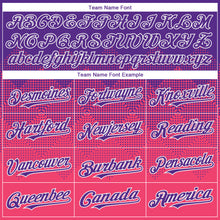 Load image into Gallery viewer, Custom Purple Neon Pink-White Gradient Square Shape 3D Pattern Design Bomber Full-Snap Varsity Letterman Hoodie Jacket