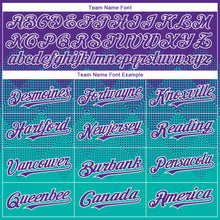 Load image into Gallery viewer, Custom Purple Aqua-White Gradient Square Shape 3D Pattern Design Bomber Full-Snap Varsity Letterman Hoodie Jacket