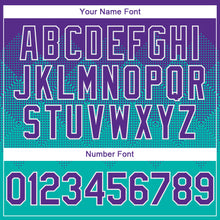 Load image into Gallery viewer, Custom Purple Aqua-White Gradient Square Shape 3D Pattern Design Bomber Full-Snap Varsity Letterman Hoodie Jacket