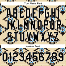 Load image into Gallery viewer, Custom Cream Black-White Evil Eyes 3D Pattern Design Bomber Full-Snap Varsity Letterman Jacket