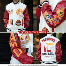Load image into Gallery viewer, Custom Red Kelly Green-White Christmas 3D Bomber Full-Snap Varsity Letterman Jacket