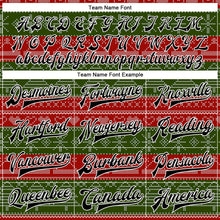 Load image into Gallery viewer, Custom Red Black-Green Christmas 3D Bomber Full-Snap Varsity Letterman Jacket