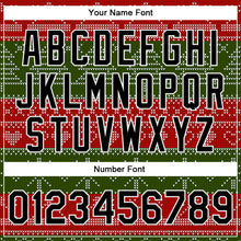 Load image into Gallery viewer, Custom Red Black-Green Christmas 3D Bomber Full-Snap Varsity Letterman Jacket