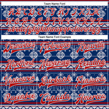 Load image into Gallery viewer, Custom Royal Red-White Christmas 3D Bomber Full-Snap Varsity Letterman Jacket