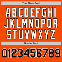 Load image into Gallery viewer, Custom Orange Black-White Bomber Full-Snap Varsity Letterman Hoodie Jacket