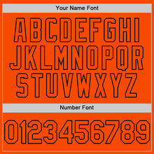 Load image into Gallery viewer, Custom Orange Black Bomber Full-Snap Varsity Letterman Hoodie Jacket