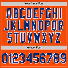 Load image into Gallery viewer, Custom Orange Royal-White Bomber Full-Snap Varsity Letterman Hoodie Jacket