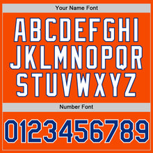 Load image into Gallery viewer, Custom Orange Royal-White Bomber Full-Snap Varsity Letterman Hoodie Jacket