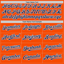 Load image into Gallery viewer, Custom Orange Navy-White Bomber Full-Snap Varsity Letterman Hoodie Jacket