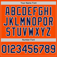 Load image into Gallery viewer, Custom Orange Navy-White Bomber Full-Snap Varsity Letterman Hoodie Jacket