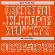 Load image into Gallery viewer, Custom Orange White-Gray Bomber Full-Snap Varsity Letterman Hoodie Jacket