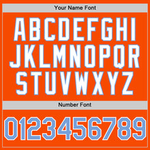 Load image into Gallery viewer, Custom Orange Light Blue-White Bomber Full-Snap Varsity Letterman Two Tone Hoodie Jacket