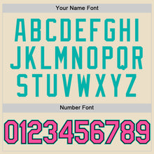 Load image into Gallery viewer, Custom Cream Pink Black-Aqua Bomber Full-Snap Varsity Letterman Hoodie Jacket