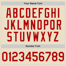 Load image into Gallery viewer, Custom Cream Red-White Bomber Full-Snap Varsity Letterman Hoodie Jacket