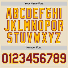 Load image into Gallery viewer, Custom Cream Crimson-Gold Bomber Full-Snap Varsity Letterman Hoodie Jacket