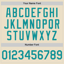 Load image into Gallery viewer, Custom Cream Teal-White Bomber Full-Snap Varsity Letterman Hoodie Jacket