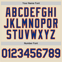 Load image into Gallery viewer, Custom Cream Royal Orange-White Bomber Full-Snap Varsity Letterman Hoodie Jacket