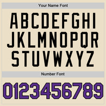 Load image into Gallery viewer, Custom Cream Purple Black-White Bomber Full-Snap Varsity Letterman Hoodie Jacket