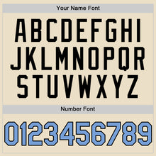 Load image into Gallery viewer, Custom Cream Light Blue Black-White Bomber Full-Snap Varsity Letterman Hoodie Jacket