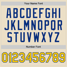 Load image into Gallery viewer, Custom Cream Yellow Royal-White Bomber Full-Snap Varsity Letterman Two Tone Hoodie Jacket