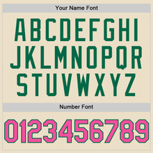 Load image into Gallery viewer, Custom Cream Pink-Kelly Green Bomber Full-Snap Varsity Letterman Two Tone Hoodie Jacket