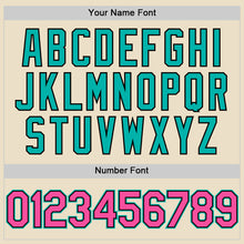 Load image into Gallery viewer, Custom Cream Pink Black-Aqua Bomber Full-Snap Varsity Letterman Two Tone Hoodie Jacket