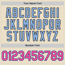 Load image into Gallery viewer, Custom Cream Pink Black-Light Blue Bomber Full-Snap Varsity Letterman Two Tone Hoodie Jacket