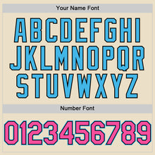 Load image into Gallery viewer, Custom Cream Pink Black-Sky Blue Bomber Full-Snap Varsity Letterman Two Tone Hoodie Jacket