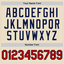 Load image into Gallery viewer, Custom Cream Red Navy-White Bomber Full-Snap Varsity Letterman Two Tone Hoodie Jacket