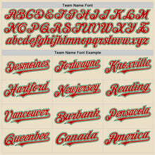 Load image into Gallery viewer, Custom Cream Red Kelly Green-White Bomber Full-Snap Varsity Letterman Two Tone Hoodie Jacket