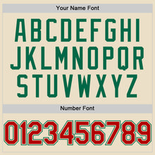 Load image into Gallery viewer, Custom Cream Red Kelly Green-White Bomber Full-Snap Varsity Letterman Two Tone Hoodie Jacket