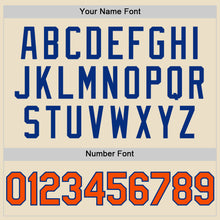 Load image into Gallery viewer, Custom Cream Orange Royal-White Bomber Full-Snap Varsity Letterman Two Tone Hoodie Jacket