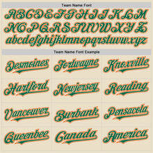 Load image into Gallery viewer, Custom Cream Kelly Green Orange-White Bomber Full-Snap Varsity Letterman Two Tone Hoodie Jacket