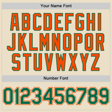 Load image into Gallery viewer, Custom Cream Kelly Green Orange-White Bomber Full-Snap Varsity Letterman Two Tone Hoodie Jacket