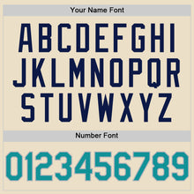 Load image into Gallery viewer, Custom Cream Teal Navy-Gray Bomber Full-Snap Varsity Letterman Two Tone Hoodie Jacket