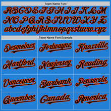 Load image into Gallery viewer, Custom Powder Blue Black-Orange Bomber Full-Snap Varsity Letterman Hoodie Jacket