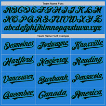 Load image into Gallery viewer, Custom Powder Blue Black-Teal Bomber Full-Snap Varsity Letterman Hoodie Jacket