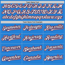 Load image into Gallery viewer, Custom Powder Blue Navy-Red Bomber Full-Snap Varsity Letterman Hoodie Jacket