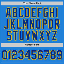 Load image into Gallery viewer, Custom Powder Blue Royal-Yellow Bomber Full-Snap Varsity Letterman Hoodie Jacket