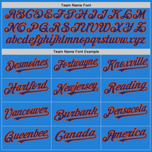 Load image into Gallery viewer, Custom Powder Blue Royal-Orange Bomber Full-Snap Varsity Letterman Hoodie Jacket
