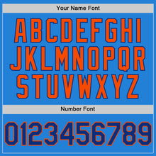 Load image into Gallery viewer, Custom Powder Blue Royal-Orange Bomber Full-Snap Varsity Letterman Hoodie Jacket