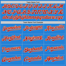 Load image into Gallery viewer, Custom Powder Blue Red-Cream Bomber Full-Snap Varsity Letterman Hoodie Jacket