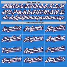 Load image into Gallery viewer, Custom Powder Blue Royal-Red Bomber Full-Snap Varsity Letterman Hoodie Jacket