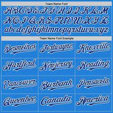 Load image into Gallery viewer, Custom Powder Blue Royal-White Bomber Full-Snap Varsity Letterman Two Tone Hoodie Jacket