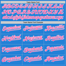 Load image into Gallery viewer, Custom Powder Blue Pink-White Bomber Full-Snap Varsity Letterman Two Tone Hoodie Jacket